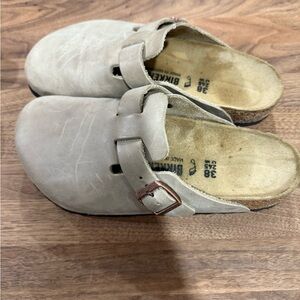 Birkenstock Beige Clogs with Buckle